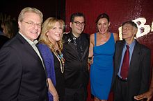 Jerry Springer, Lisa Lampanelli, Musto, Luann de Lesseps and Larry Storch at the 2011 launch party for Musto's book Fork on the Left, Knife in the Back