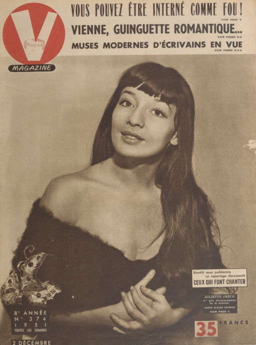 Juliette Gréco dans V du 2 décembre 1951