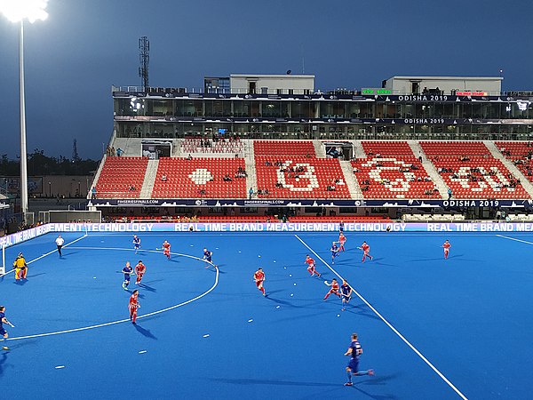 Field hockey match at the Kalinga Hockey Stadium