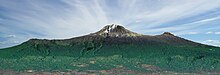 Die drei Gipfel des Kilimandscharomassivs von links nach rechts: Shira, Kibo und Mawenzi