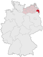 Lage des Landkreises Uecker-Randow in Germania