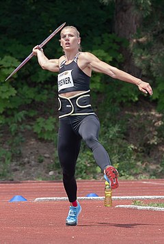 Leichtathletik Gala Linz 2018 javlin лақтыру Preiner Verena-6137 (қиылған) .jpg