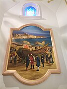 Escena mural sobre la aparición de la Virgen del Sufragio.