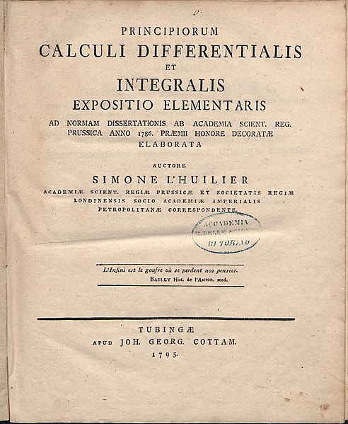 File:Lhuilier, Simon Antoine Jean – Principiorum calculi differentialis et integralis expositio elementaris, 1795 – BEIC 749741.jpg