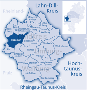 Poziția orașului Hadamar pe harta districtului Limburg-Weilburg