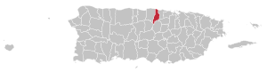 Karte von Puerto Rico mit Blick auf die Gemeinde Vega Alta