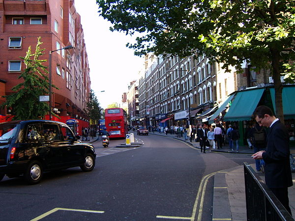 Charing Cross Road, London, looking north from its junction with Cranbourn Street