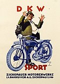 Reklameplakat 1926 for det tyske bil- og motorsykkelmerket DKW.