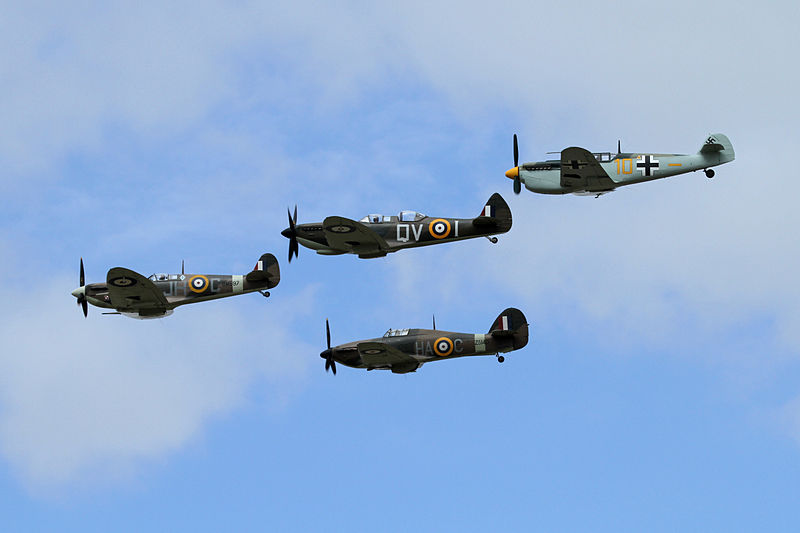 File:ME 109G, Hurricane and Spitfires 02 (4818285484).jpg