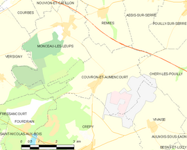 Mapa obce Couvron-et-Aumencourt