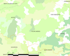 Mapa obce Pourchères