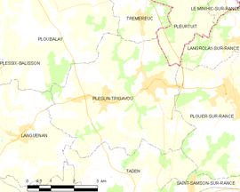 Mapa obce Pleslin-Trigavou