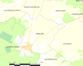 Mapa obce Lamblore