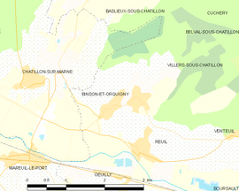 Mapa obce Binson-et-Orquigny