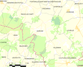 Mapa obce Aubigné