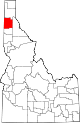 Mapa del estado que destaca el condado de Kootenai