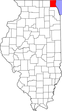 Map of Ilinois highlighting Lake County