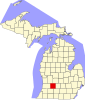Map of Michigan highlighting Barry County Map of Michigan highlighting Barry County.svg