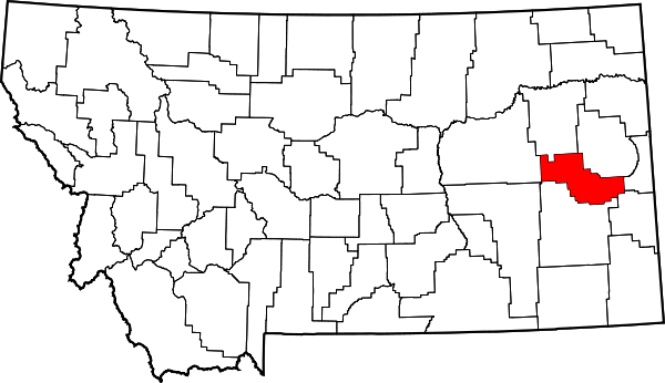 Map of Montana highlighting Prairie County