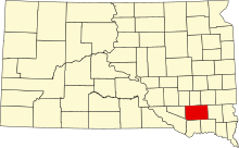 Location of Hutchinson County in South Dakota Map of South Dakota highlighting Hutchinson County.svg