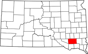 Map of South Dakota highlighting Hutchinson County