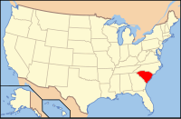 Map of the USA highlighting South Carolina