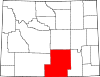 Mapa de Wyoming con la ubicación del condado de Carbon