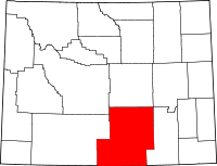 カーボン郡の位置を示したワイオミング州の地図