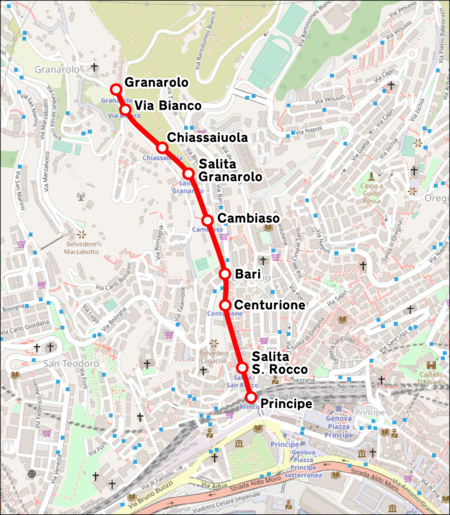 Mappa ferrovia Principe Granarolo