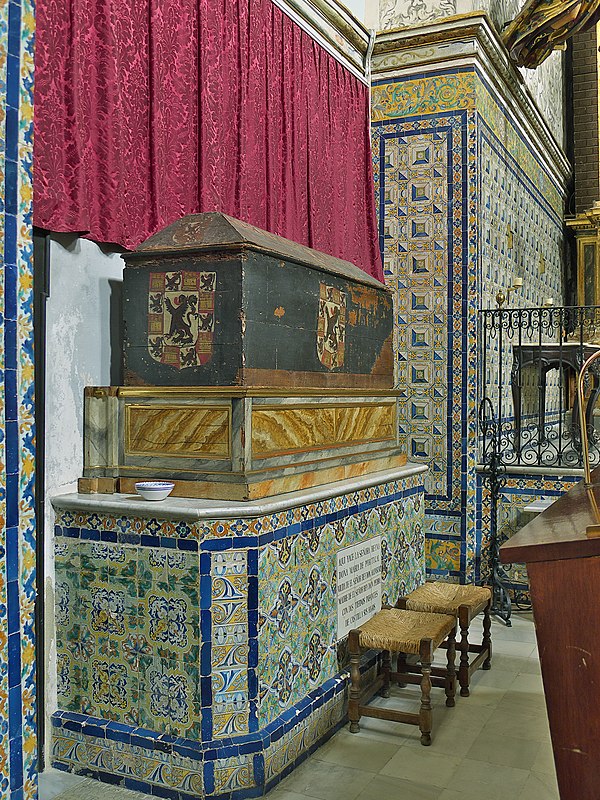 The tomb of Maria of Portugal at the Royal Monastery of San Clemente in Seville.