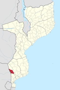 Massingir Bölgesi Mozambik haritasında