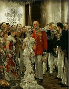 1879年、パーティーの席上でのヴィルヘルム1世を描いた絵画（アドルフ・メンツェル画）
