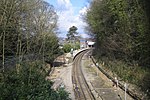 The sharply curved embankment into Chesham station in 2006
