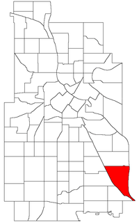 Locatie van Hiawatha in de Amerikaanse stad Minneapolis