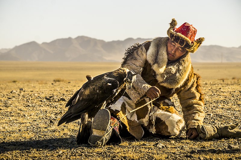 File:Mongolian Man and his Eagle.jpg