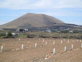 Blick auf die Montaña Tamia vom Dorf Tao in Richtung Teguise.