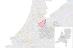 Locatie van de gemeente De Ronde Venen (gemeentegrenzen CBS 2016)