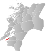 Mapa do condado de Nord-Trøndelag com Frosta em destaque.