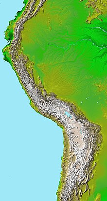 Parziale topografia delle Ande presa da un Modello di Elevazione Digitale