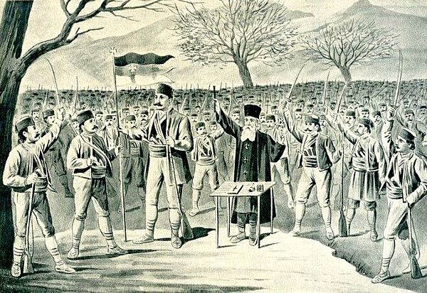 The First Serbian Uprising began in Šumadija (Orašac Assembly depicted).