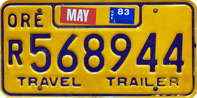 File:Oregon 1983 Travel Trailer license plate - Polyvend.jpg