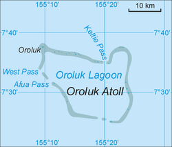 Map of Orolu Atoll with Oroluk island