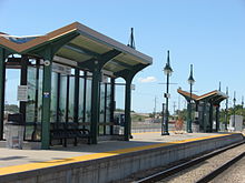 Ogden Central Station platforms, the Northern Terminus of FrontRunner. Passenger platform at the Ogden Intermodal Transit Center.JPG