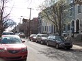 Aspen Street, Fairmount, Philadelphia, PA 19130, looking east, 2500 block, Centennial houses