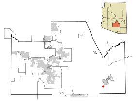 Pinal County Arizona Incorporated and Unincorporated areas Oracle highlighted.svg