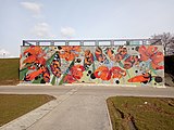 Praha - Opatov, mural mezi metrem Opatov a Centrálním parkem