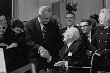 President Lyndon B. Johnson greets Sinclair