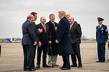 Kennedy and other congressional Republicans greeting president Trump at Louis Armstrong New Orleans International Airport, January 2019 President Trump Arrives in New Orleans (32869766378).jpg
