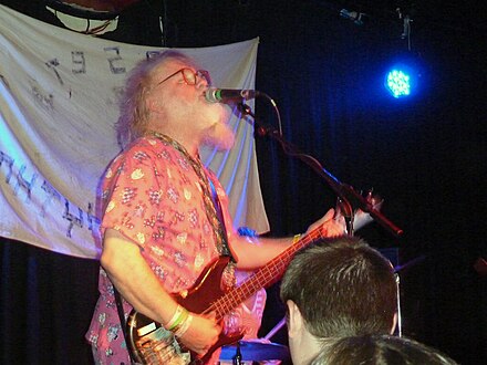 R. Stevie Moore (pictured in 2011) is frequently referred to as the "godfather" of home recording.[47]