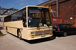 A late model Duple coach leaving its operating yard at Rugeley Trent Valley railway station.